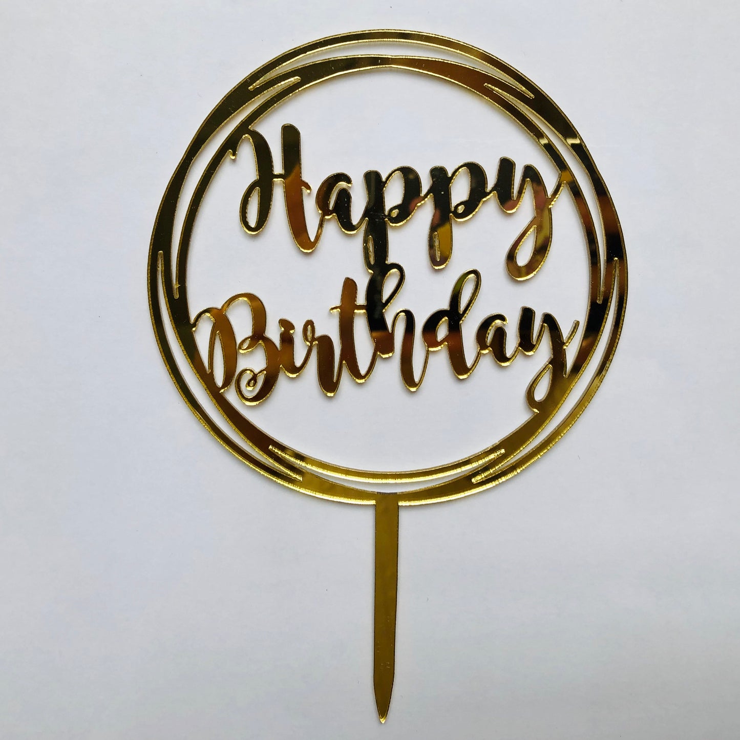 Acrylic Circle "Happy Birthday" Cake Topper