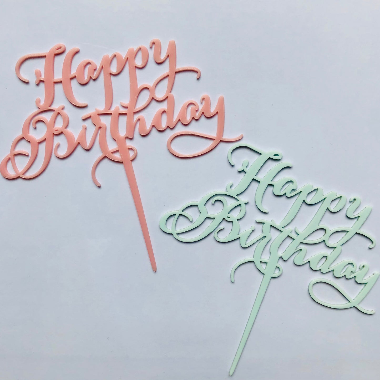 Acrylic Blue/Pink "Happy Birthday" Cake Topper