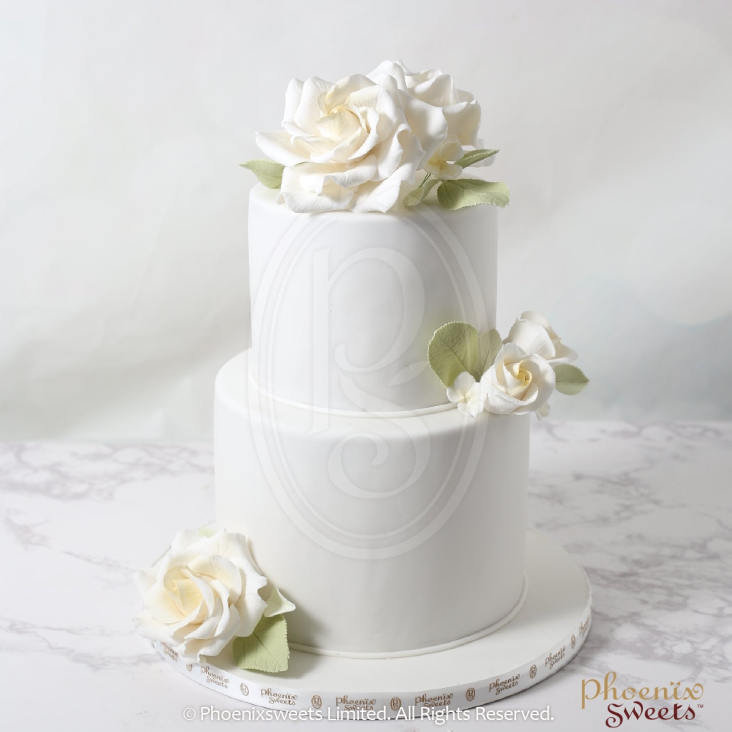 翻糖蛋糕 - White Roses Cake