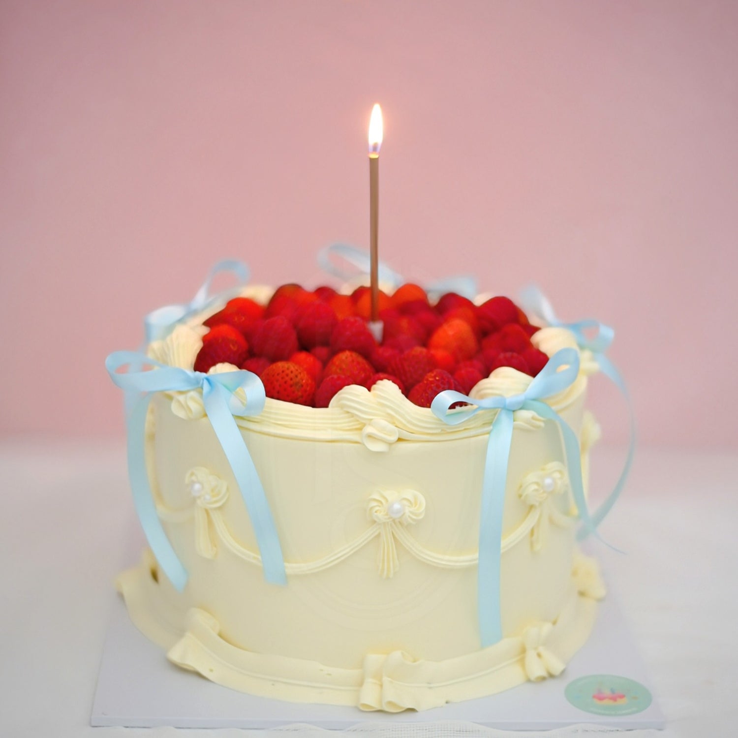 Butter Cream Cake - Vintage Ribbon Raspberry Cake