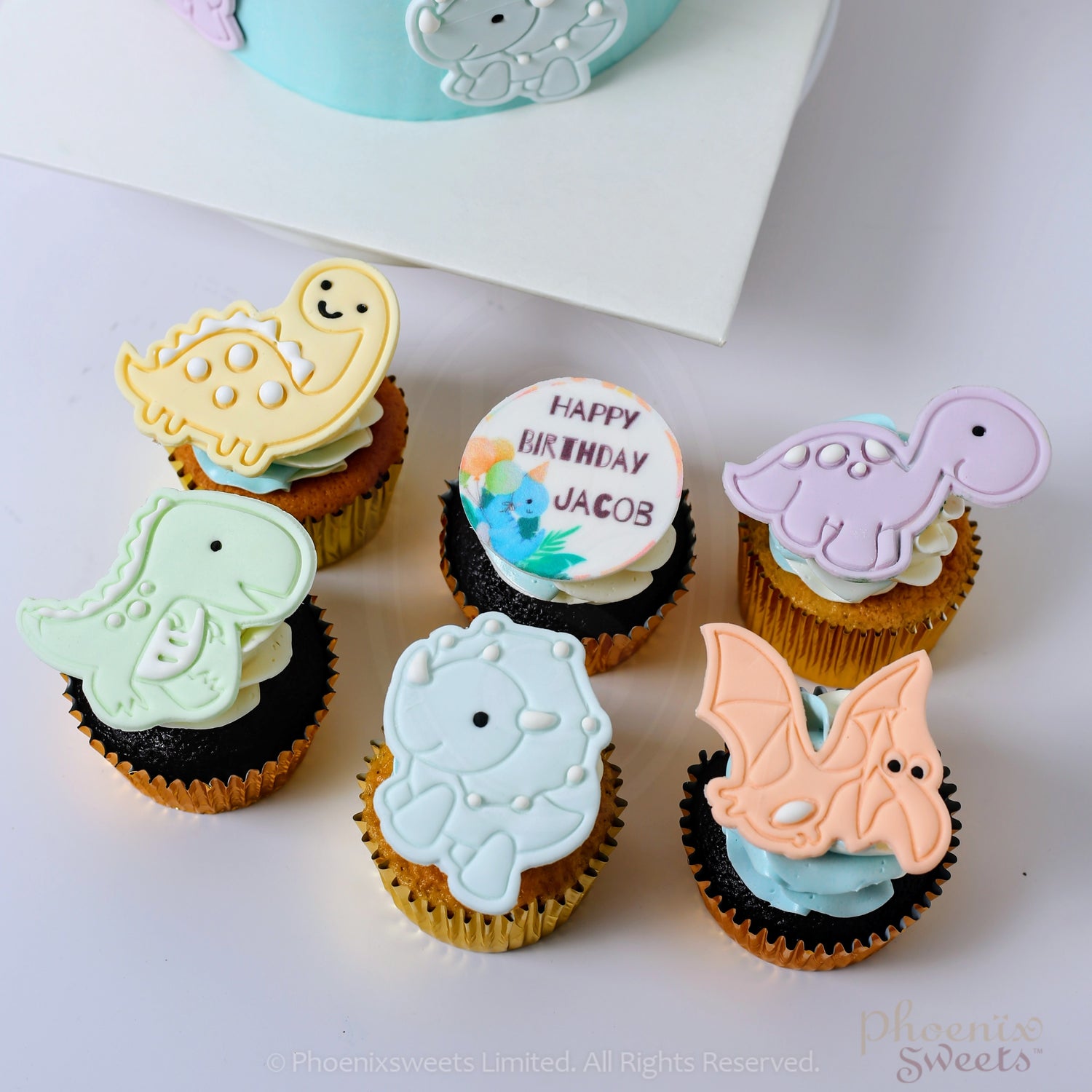 Themed Party Combo - Cute Dinosaur Cake and Cupcake (6pc)