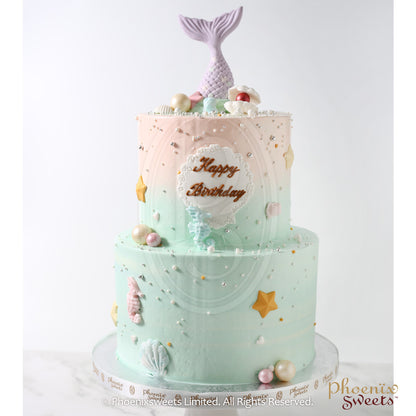Butter Cream Cake - Mermaid Cake (2 tiers)