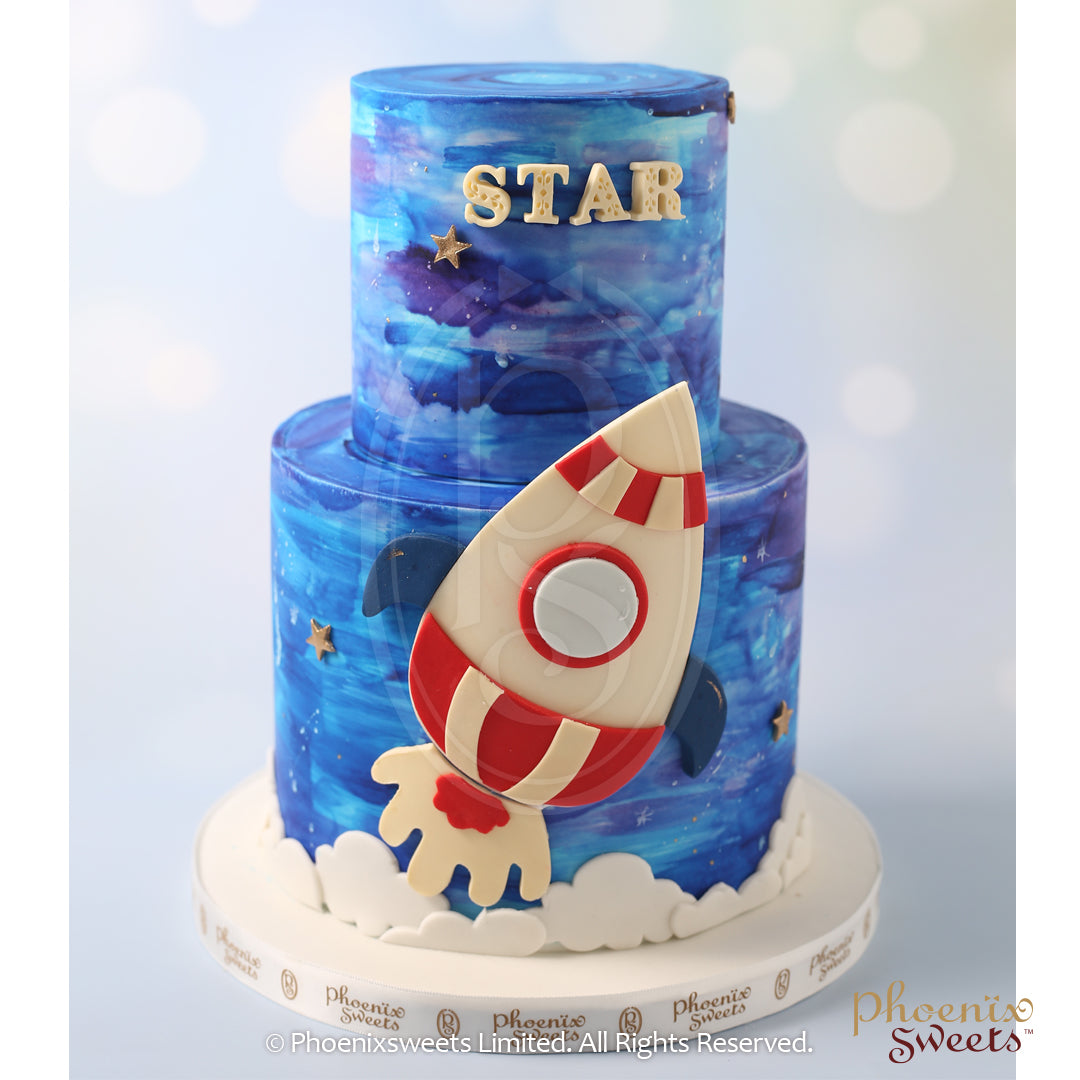Fondant Cake - Space Rocket (2 tiers)