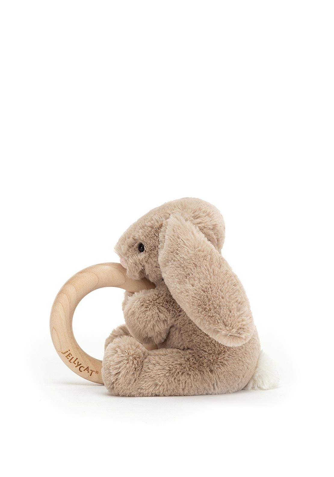 Jellycat Soft Toy - Bashful Beige Bunny Wooden Ring Toy (13cm tall)