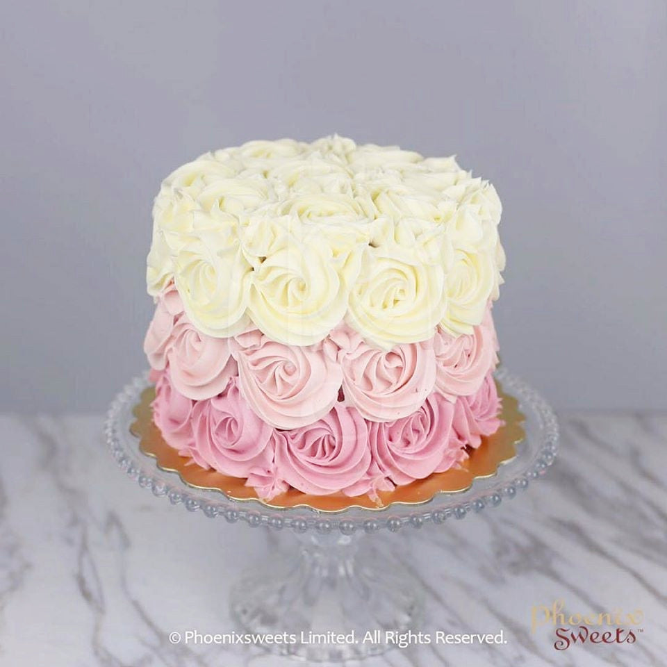 Butter Cream Cake - Ombré Rose Swirl