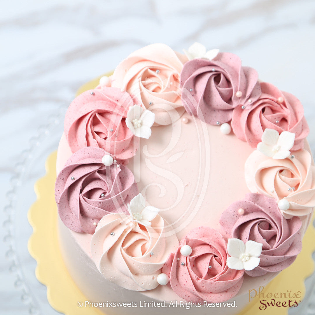 6" Lychee Rose Swirl Birthday Cake for Kid's Birthday and Baby Shower 立體 生日蛋糕 3D Cake 