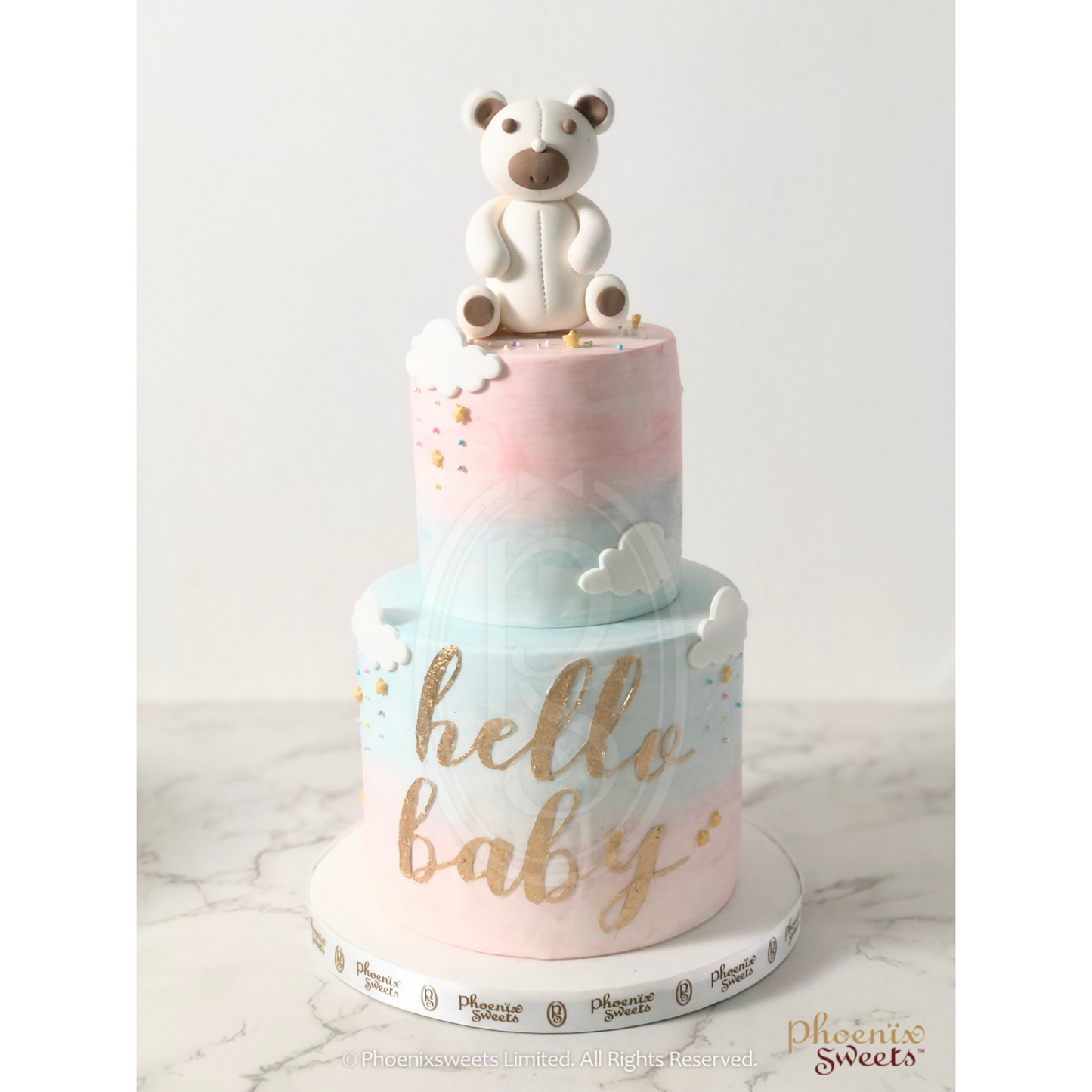 Fondant Cake - Hello Baby (2 tiers)